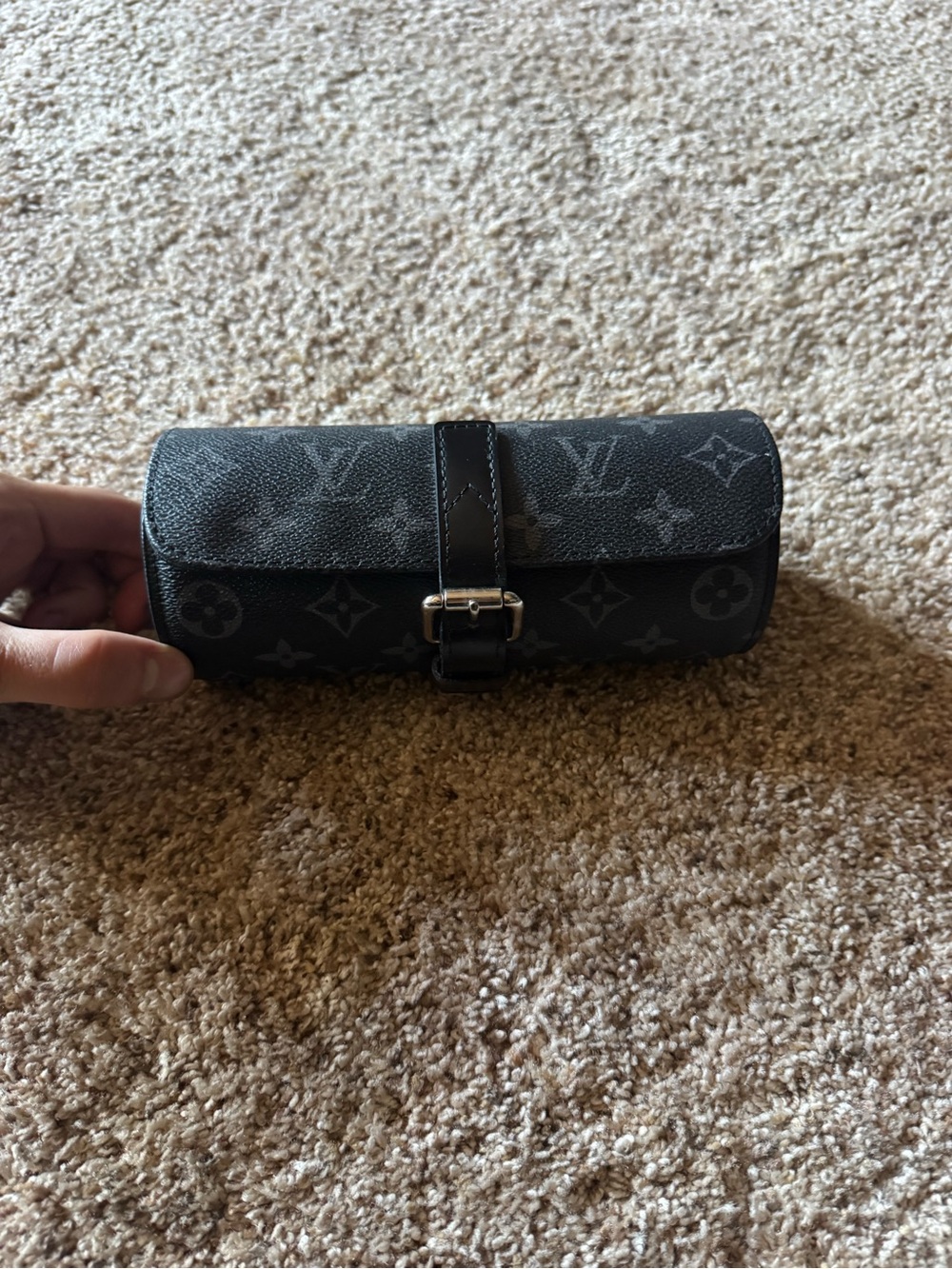 Louis Vuitton Black Monogram Eyewear Case with Buckle Strap